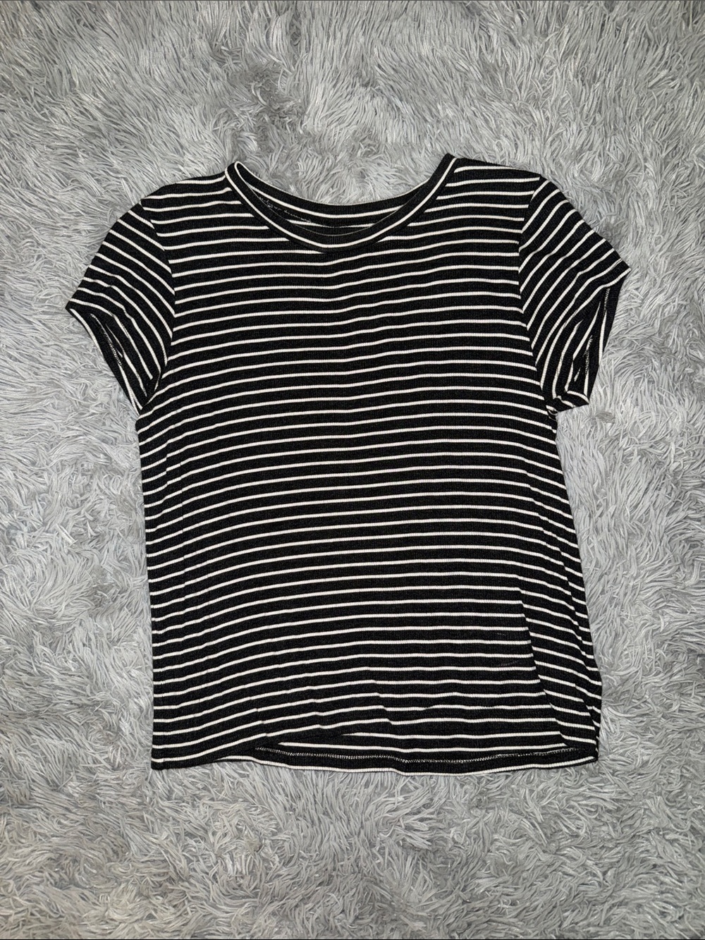 American Eagle Soft & Sexy Charcoal & White Striped Women's Tee